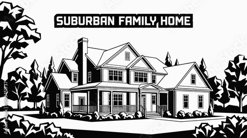 suburban family home villa architecture building combining modern residential property real estate design with practical exterior construction in neighborhood urban landscape for housing investment