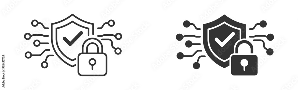 Obraz premium Cyber Security Icon. Data Protection and Secure Network Symbol. Vector Illustration