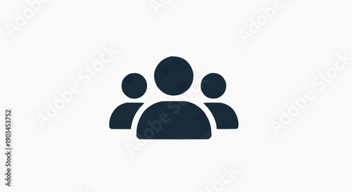 Dark Blue User Group Vector Icon – Three People Team and Community Symbol Isolated on White