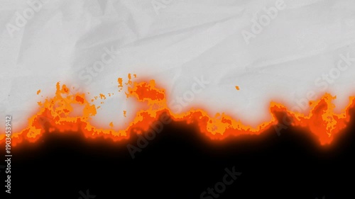 transition of fire burn on textured paper. 4k video.