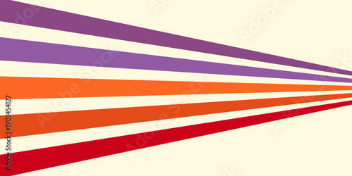 Abstract colorful 70s background vector. Vintage retro wallpaper with rainbow stripes and wavy lines. A 1970 color illustration suitable for posters, banners, decorative items and wall art.