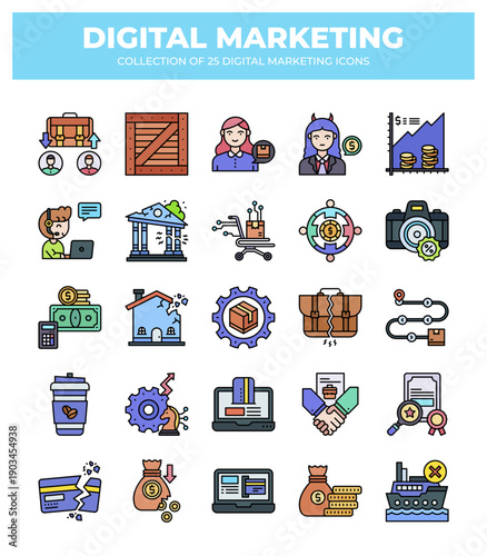 Collection of 25 Digital Marketing Icons: A Guide to Modern Business Strategies