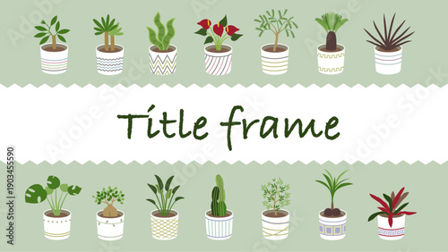 観葉植物のモダンかわいいフレーム背景素材