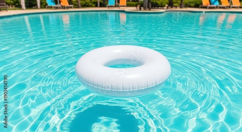 Wallpaper Mural White inner tube floats in a bright blue outdoor swimming pool on a sunny day Torontodigital.ca