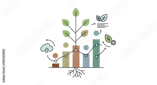 Money Growing on Plant Illustration Concept.