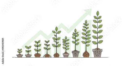 Illustration of Plants Growing in Pots.