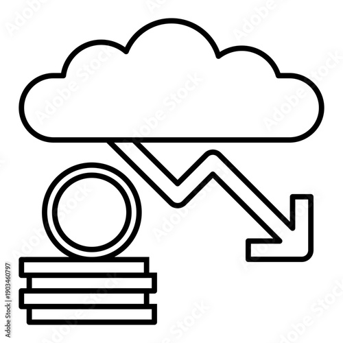 recession line icon with editable stroke