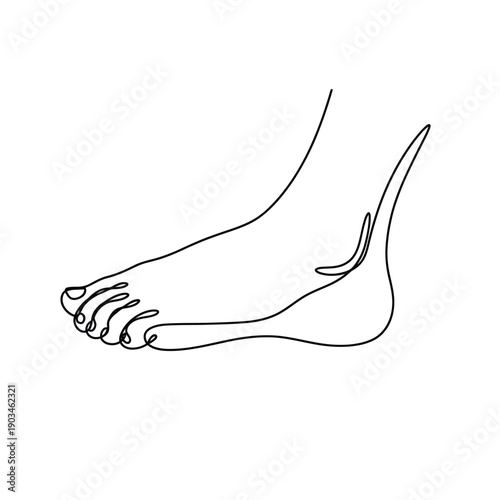 Minimalist line drawing of a human foot side view simple illustration