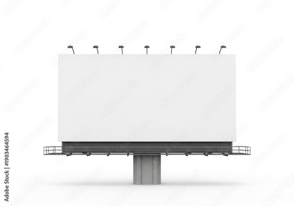 Obraz premium Large Outdoor Billboard Structure With A Blank White Panel Ready For Advertising Content Isolated On White Background