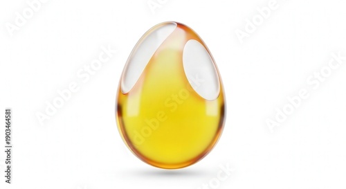 Close-Up of Transparent Egg with Yellow Interior and Glossy Surface