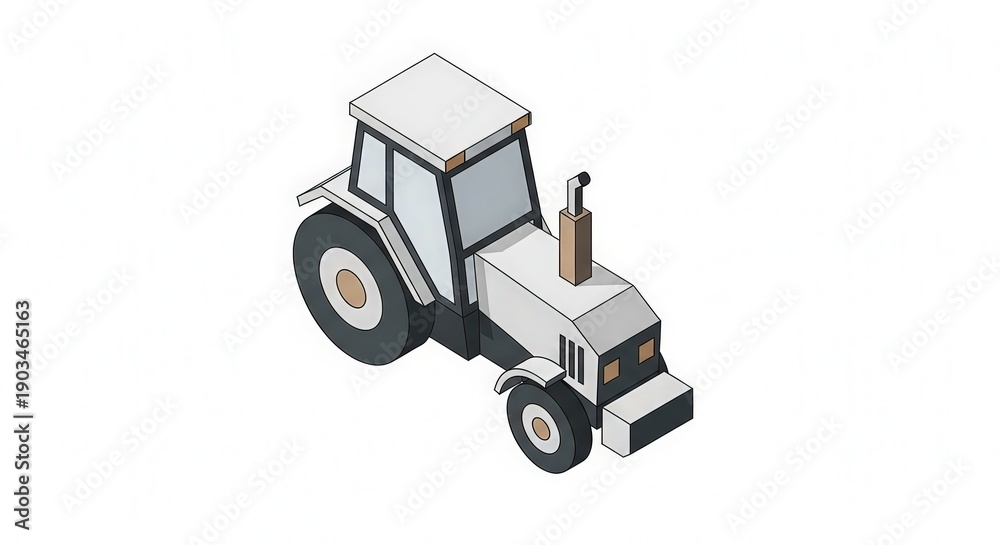 Naklejka premium Isometric Low Poly Tractor Illustration for Farming and Agriculture Projects