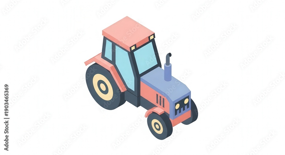 Naklejka premium Isometric Tractor Illustration for Agricultural and Farming Use