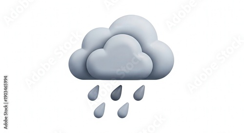 Cloud with Raindrops Falling, Weather Icon, Transparent Sky, Storm Illustration