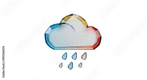 Cloud with Raindrops in Colorful Digital Illustration for Weather Concept