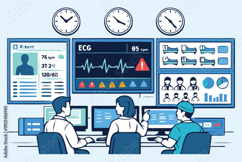 hospital icu medical staff monitoring patient vital signs