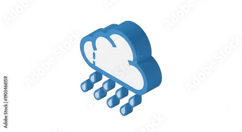 Cloud with Rainfall Icon Representing Weather and Climate Conditions
