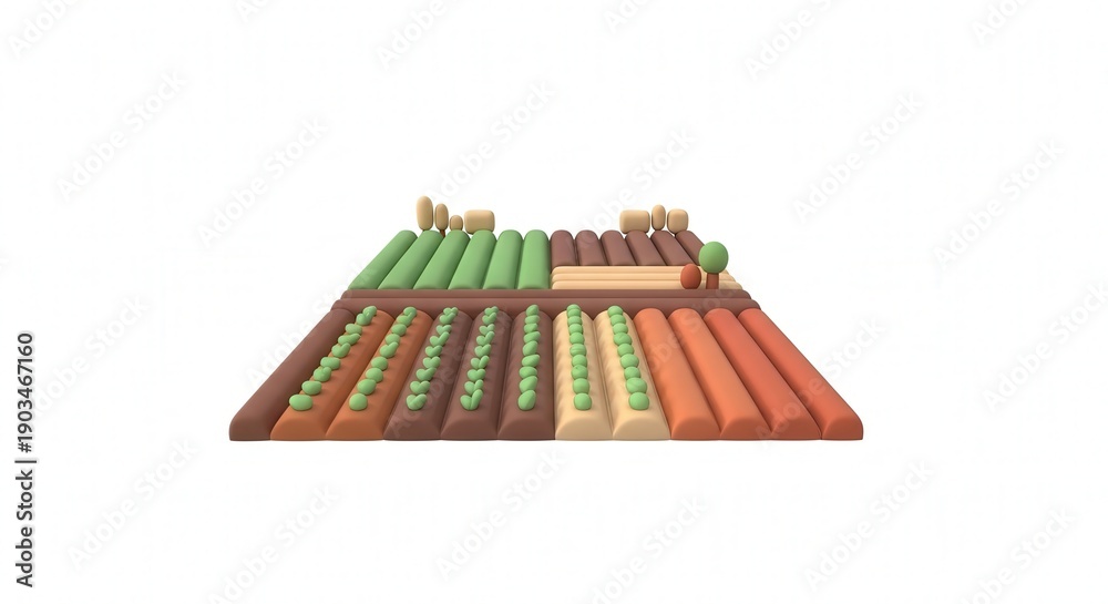 Naklejka premium Colorful Vegetable Garden Plot with Rows of Fresh Vegetables and Greens