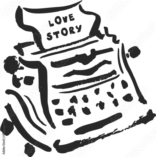 Retro typewriter sketch for wedding guest book idea