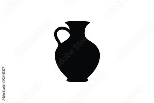 Vase silhouette, ceramic jug icon, isolated on white, ancient pot design