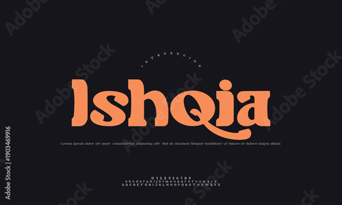 Ishqia font, elegant script with flowing ligatures and a romantic feel, ideal for wedding invitations, luxury branding, and feminine designs.