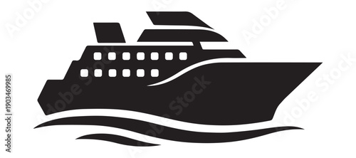 Cruise Ship Silhouette Icon Passenger Liner Nautical Vector