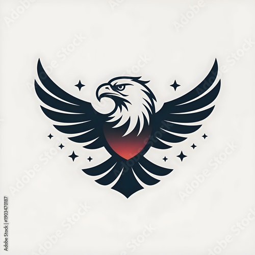 Majestic Eagle with Wings Spread Wide in a Symbol of Freedom and Power, Adorned with Stars for a Bold Emblematic Design