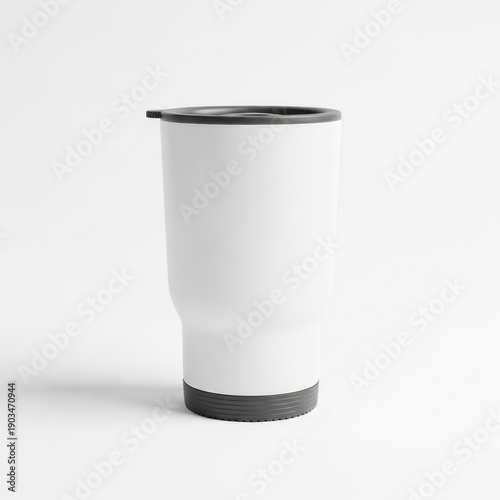 Wallpaper Mural Tall White Stainless Steel Travel Tumbler With Dark Gray Lid and Base Isolated On White Background Torontodigital.ca