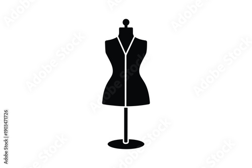 Classic black mannequin silhouette isolated on white background perfect for fashion and tailoring concepts