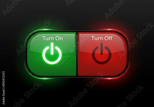 Illuminated power buttons labeled 