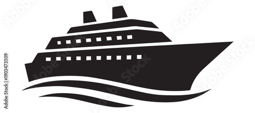 Cruise Ship Silhouette Icon Passenger Liner Nautical Vector