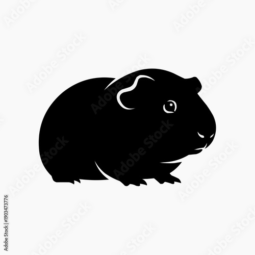 A minimalist depiction of a guinea pig in profile showcasing its rounded form a striking silhouette high quality