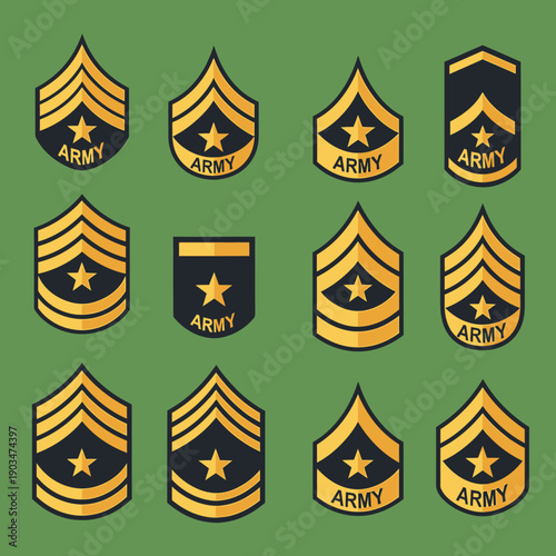 US Army Rank Insignia Collection: Sergeant to Sergeant Major