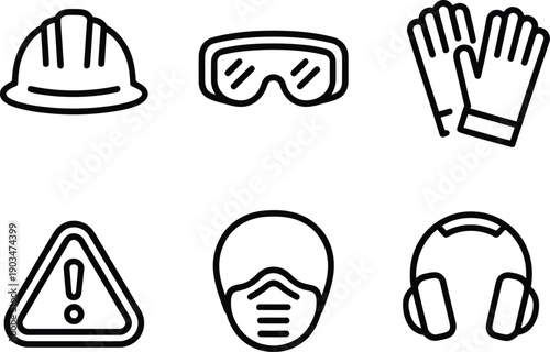 Essential safety and protection icons for workplace and outdoor activities

