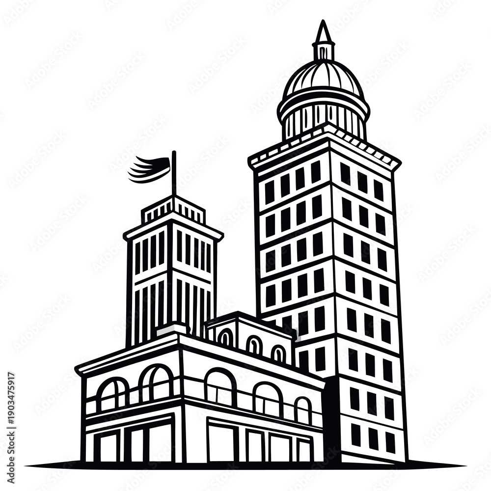 Fototapeta premium a minimalistic representation features a sharp black angled shape extending across a stark white background creating a striking contrast