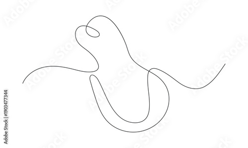 Minimalist continuous line art of a chicken drumstick for food and meat industry concept