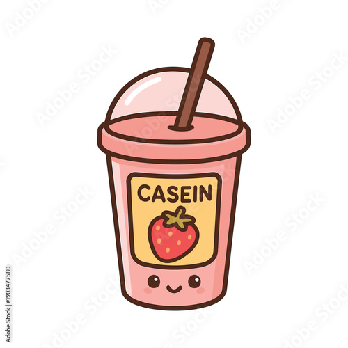 Strawberry Casein Protein Shake with Smile