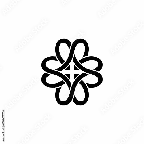 Abstract interwoven heart knot symbol representing unity and connection.
