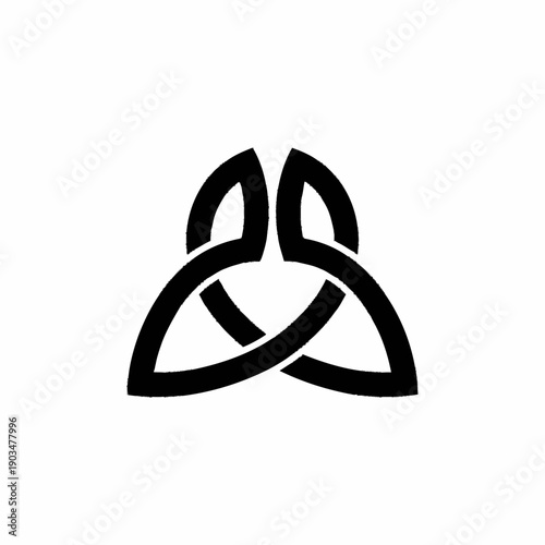 Black Celtic knot symbol representing trinity and eternity.