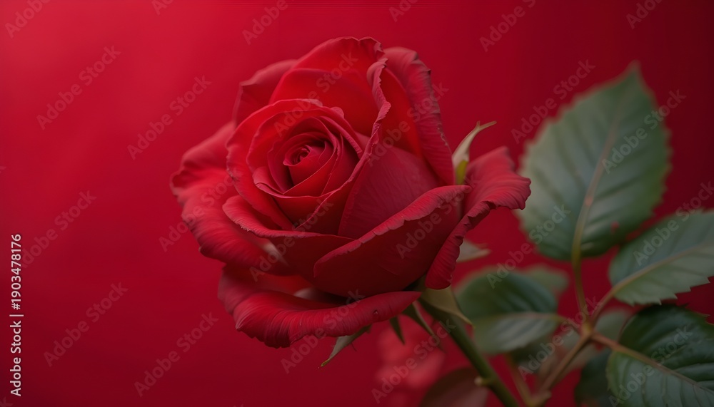 Fototapeta premium Vibrant Red Rose Closeup