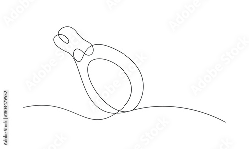 Minimalist chicken leg drumstick continuous line art illustration for food and meat concept