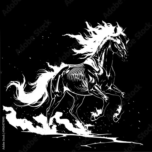 Epic Fiery Horse 3D Render with Real Fire Flames