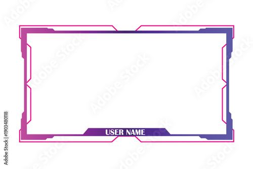 Purple gaming screen overlay with username slot for professional esports content
