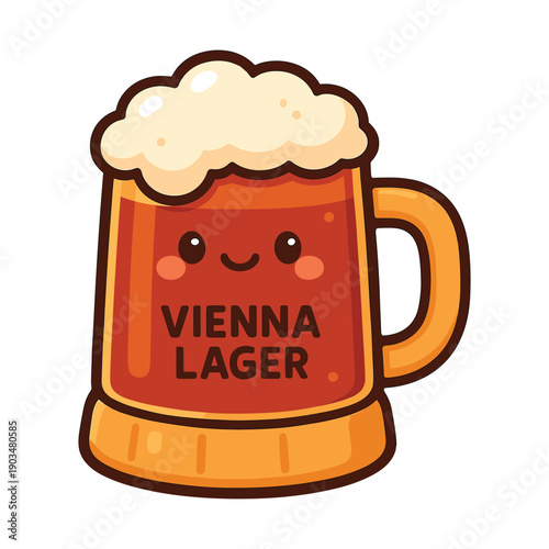 Smiling Vienna Lager Beer Mug Cartoon Illustration