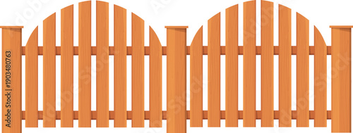 Wooden picket fence. Garden railing cartoon element