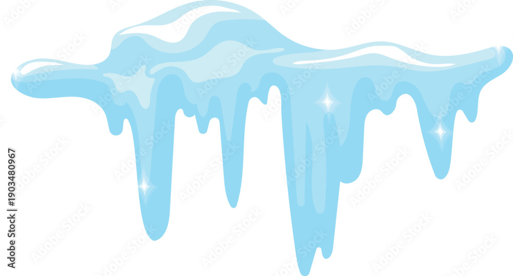 Fototapeta premium Snow cap with frozen icicle hanging from roof top