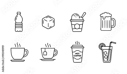 Modern Drinks Linear Icon Pack Vector for Mobile and Web UI