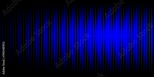 Abstract Futuristic Vector Background with Reeded Glass Fluid Effect, Blue Glowing Vertical Lines on Dark Backdrop.