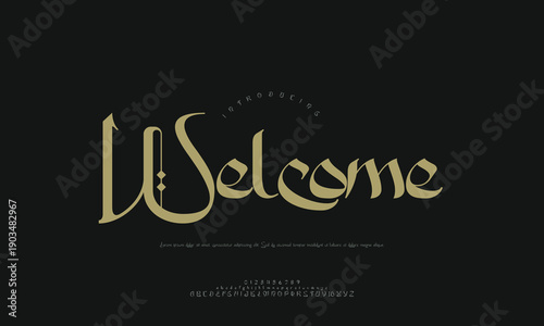 Warm 'Welcome Ramadhan' Arabic calligraphy, inviting blessings and reflection during the holy month. Ideal for Islamic banners and festive decor.