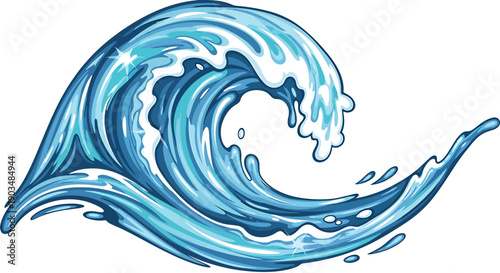 Powerful Ocean Wave Cresting and Breaking with Water Splashing in Dynamic Movement