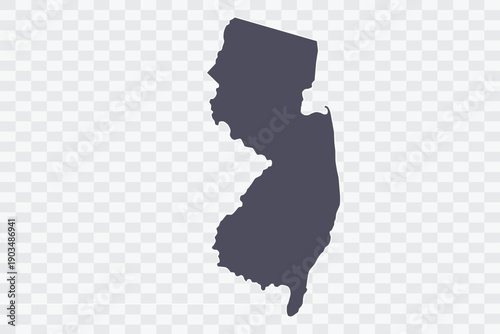 NEW JERSEY Map Minimalist  High-Quality PNG  Porpoise Color on Transparent Background Perfect for presentations infographics educational materials and graphic design projects
